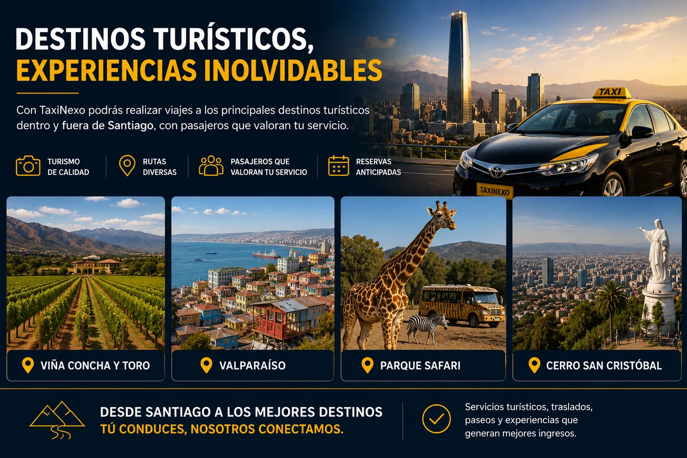 Servicios urbanos, turísticos, aeroportuarios e interurbanos coordinados por TaxiNexo